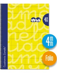 CUADERNO ESPIRAL Fº 80H 90G 4MM AMARILLO CUADROVIA EXTRADUR